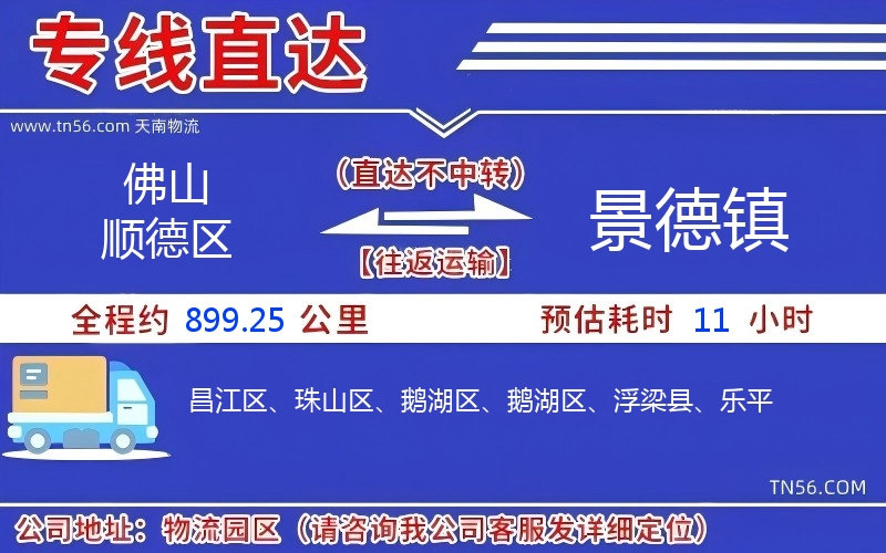 佛山顺德区到景德镇物流公司