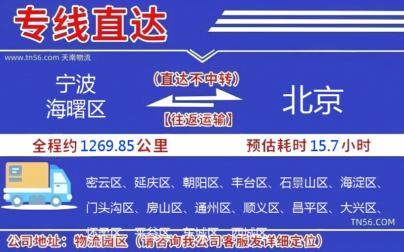 宁波海曙区到北京物流公司