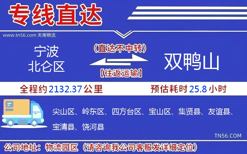 宁波北仑区到双鸭山物流公司 宁波北仑区到双鸭山物流公司