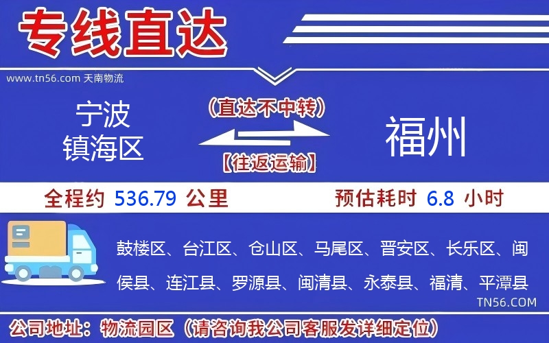 宁波镇海区到福州物流公司