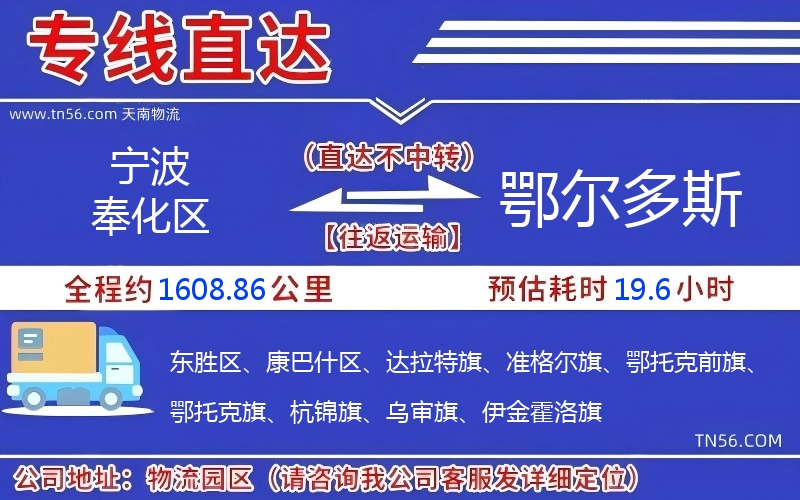 宁波奉化区到鄂尔多斯物流公司