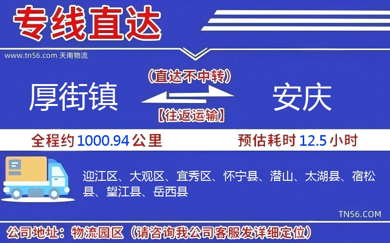 厚街镇到安庆物流公司