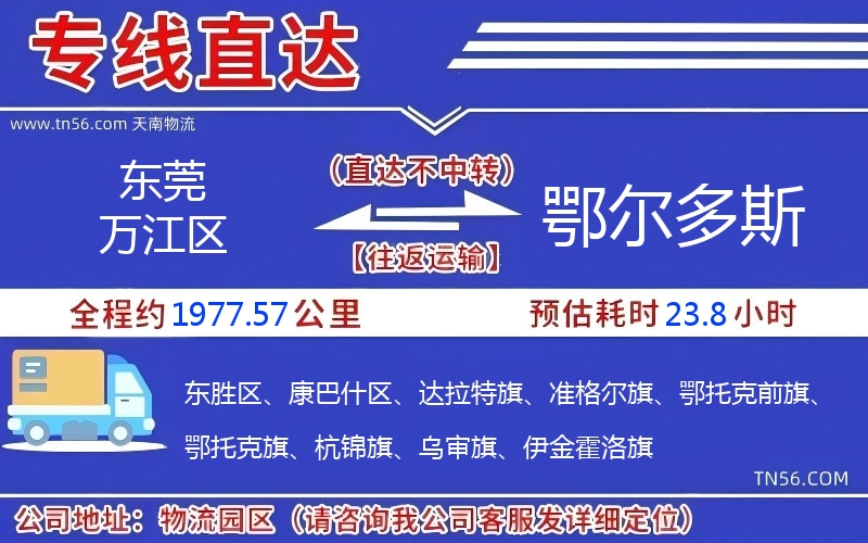 东莞万江区到鄂尔多斯物流公司