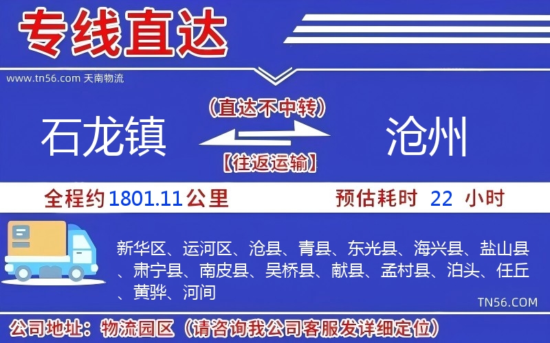石龙镇到沧州物流公司 石龙镇到沧州物流公司